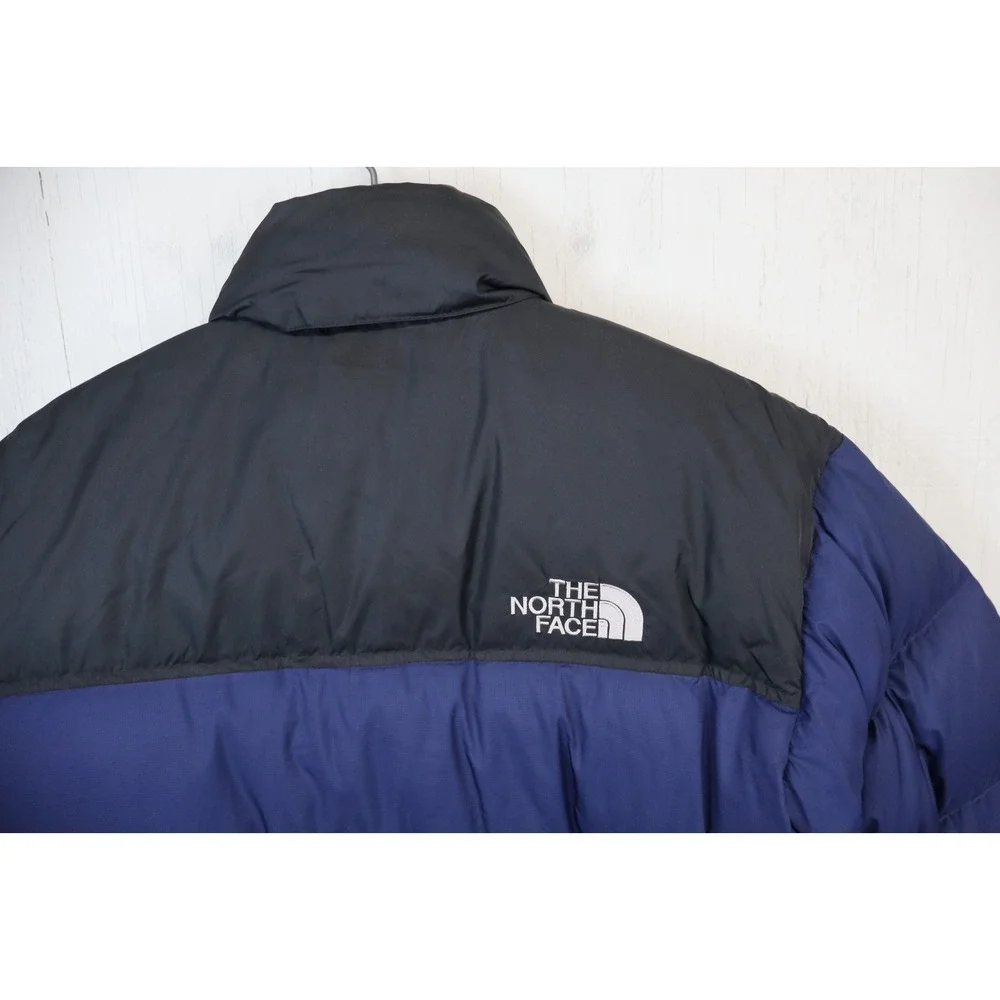 Vintage The North Face Nuptse 700 Puffer Jacket Mens L Navy Blue Black Down Fill - Picture 4 of 11